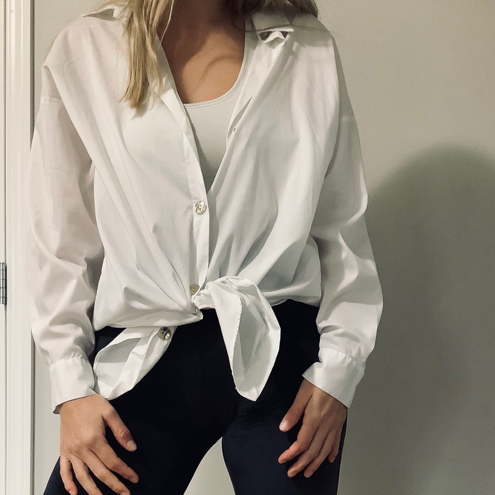 Zara long buttoned down shirt in white